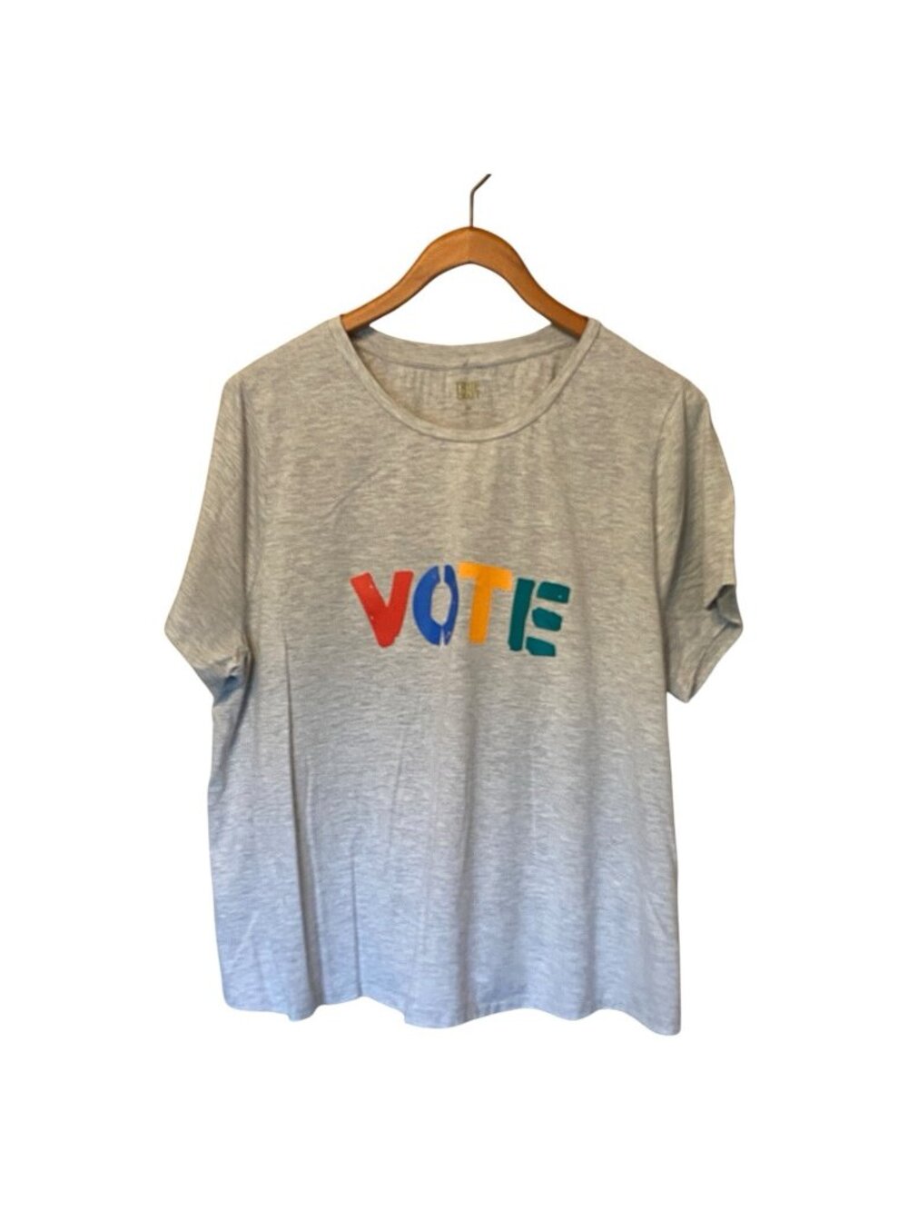 Women's Gray VOTE T-Shirt 3X True Craft Short Sleeve Graphic Tee